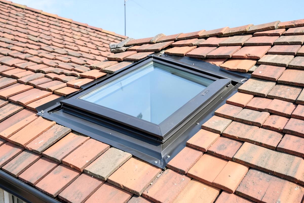 Fenêtre de toit Velux posée dans une toiture en tuiles