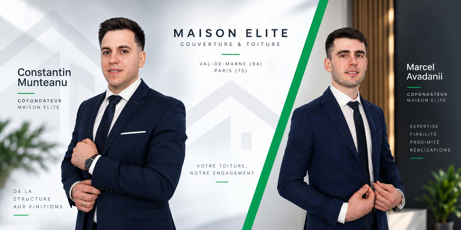 Portraits de Marcel Avadanii et Constantin Munteanu, cofondateurs de Maison Elite